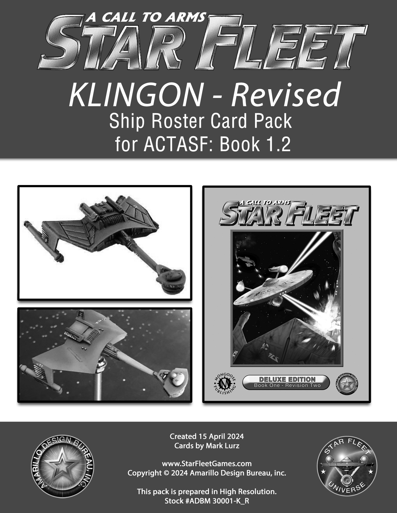 A Call to Arms: Star Fleet Book 1.2: Klingon Ship Roster Pack Deluxe